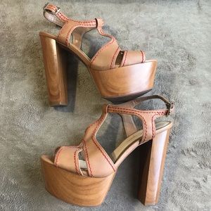 ☀️Boho Wood Platform Heels Size 10M